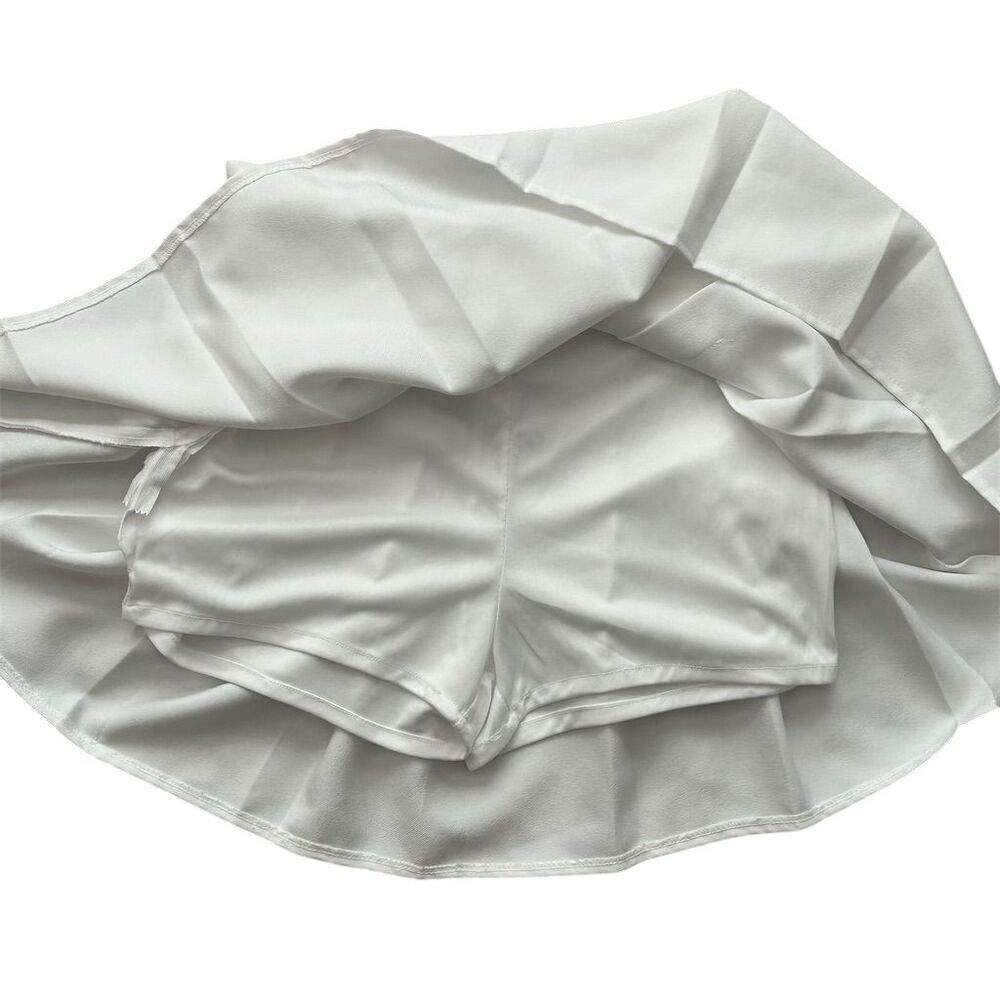 Fashion&byf Women's White Pleated Mini Skirt Size M High Waist Casual - Picture 6 of 7
